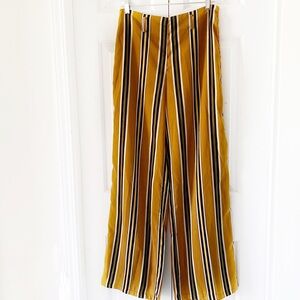NWT Forever 21 Womens Pants Size Medium M Camel Black Stripe Slacks High Waist